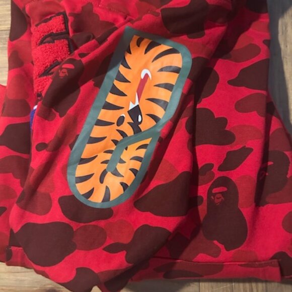 BAPE Color Camo Shark Full Zip Hoodie Red - Picture 5 of 8